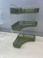 Полка для ванны угловая тройная «Фреш»зеленая 25,7х44,5х25,7см