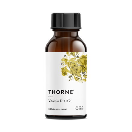 Thorne Research, Витамин Д + K2, Vitamin D + K2 Liquid, 30 мл