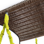 Садовая качеля-диван Коричневый с желтой подушкой