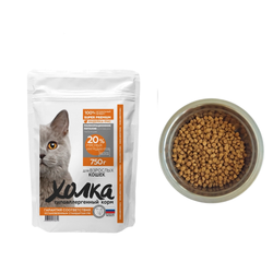 Полнорационный гипоаллергенный сухой корм "Холка" для кошек 20% мясных ингредиентов 750гр.