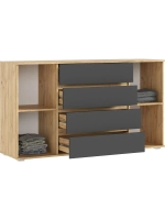 Комод для одежды Браш Графит 3 ящика, 160х45х90 см