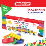 Пластилин классический ПИФАГОР "Веселая такса", 24 цвета, 360 г, СО СТЕКОМ, 106676