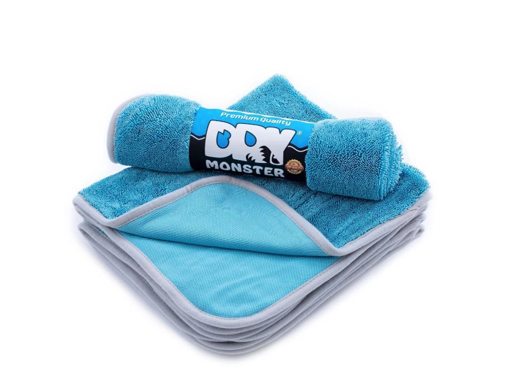 Dry Monster - Голубая  микрофибра для сушки с оверлоком 55x75см 750гр/м