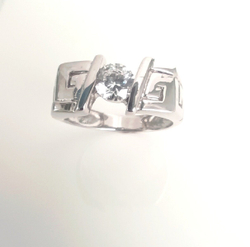 Печатка  Эстерелла, серебро 925 пробы, родированная, с фианитом/Ф
