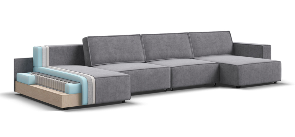 П-образный диван BOSS SOFT MODOOL Велюр Royal агат