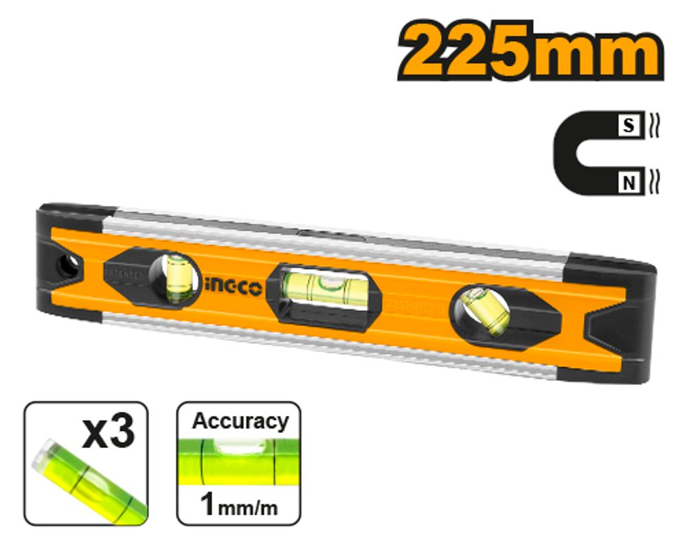 Мини уровень 225 мм INGCO HMSL01030