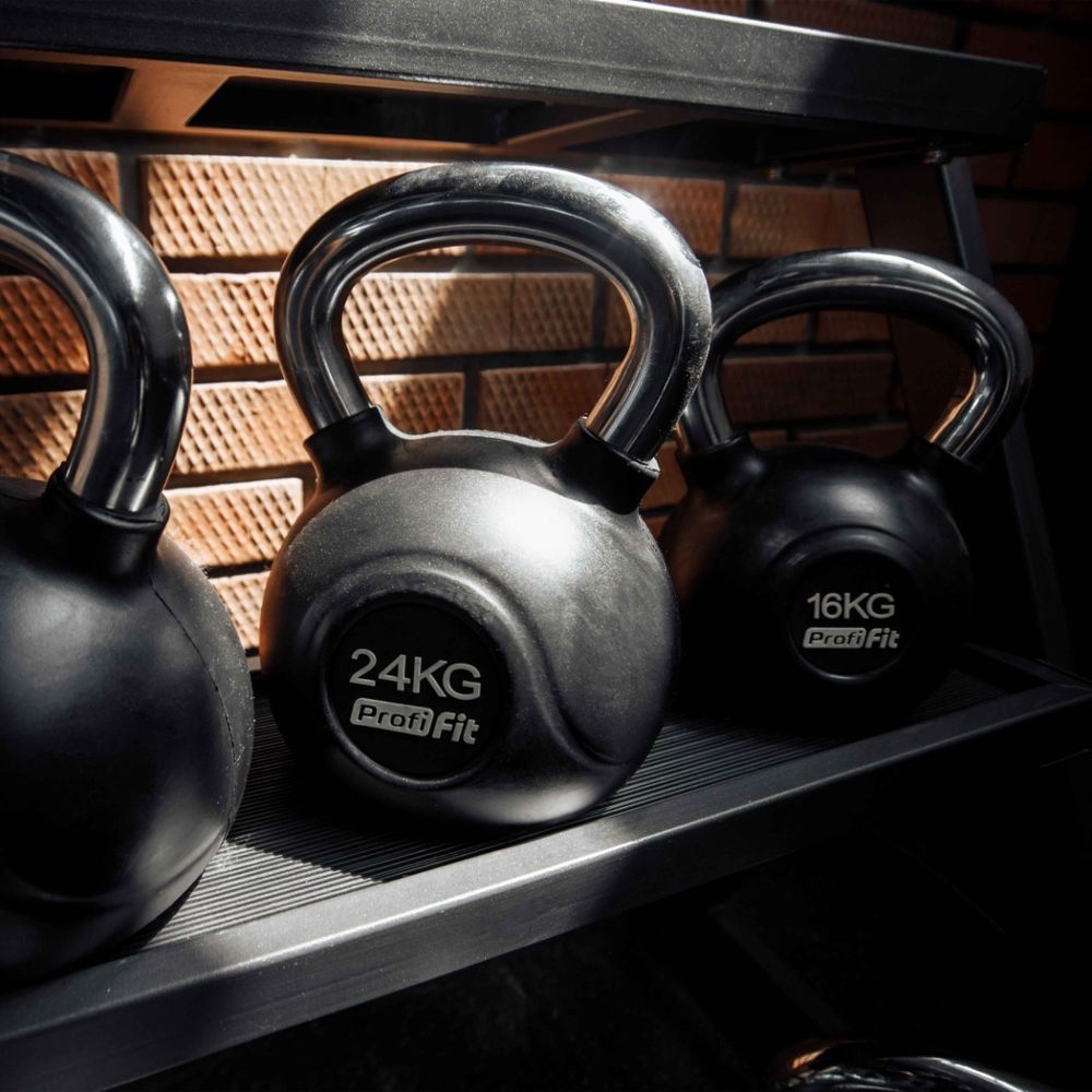 Гиря обрезиненная с хромированной ручкой PROFI-FIT 16 кг