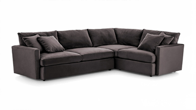 Угловой диван Стелф ЭКО Velutto 19 231*185*90 см, коричневый Велютто Еврокнижка Фиеста
