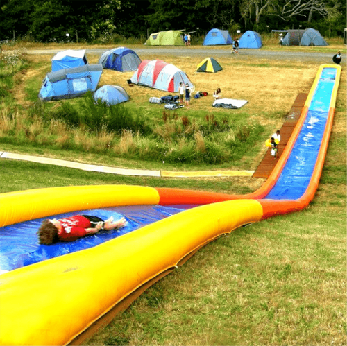 Водная горка с надувным дном, герметичная ТУРБО "Капля", длина 40 метров