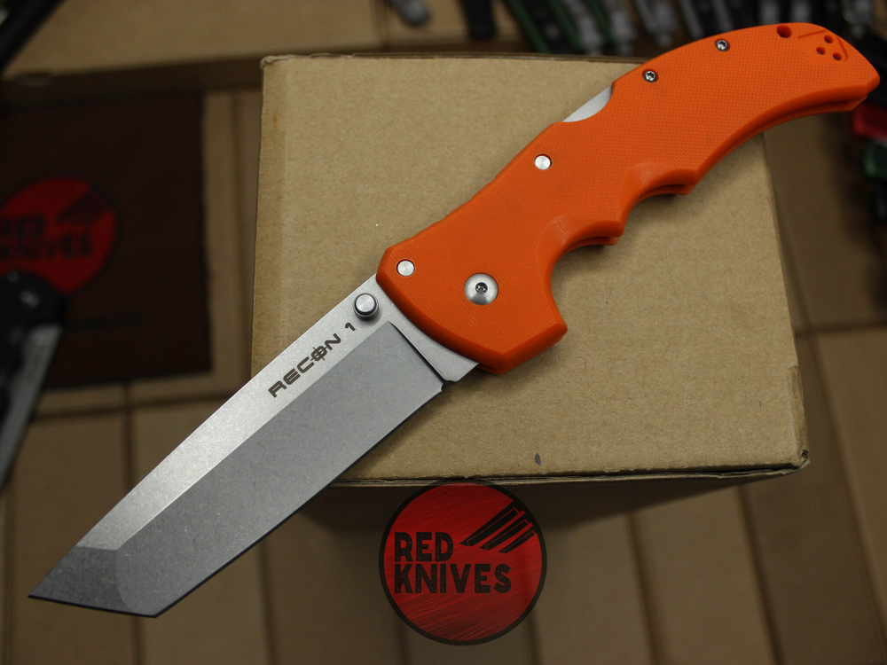 Нож Cold Steel Recon 1 TANTO G10 (V2025) - оранж рук., стоунвош клинок