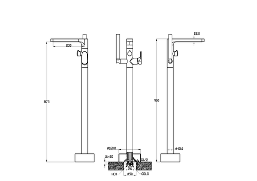 Boheme Смеситель напольный SPECTRE черный