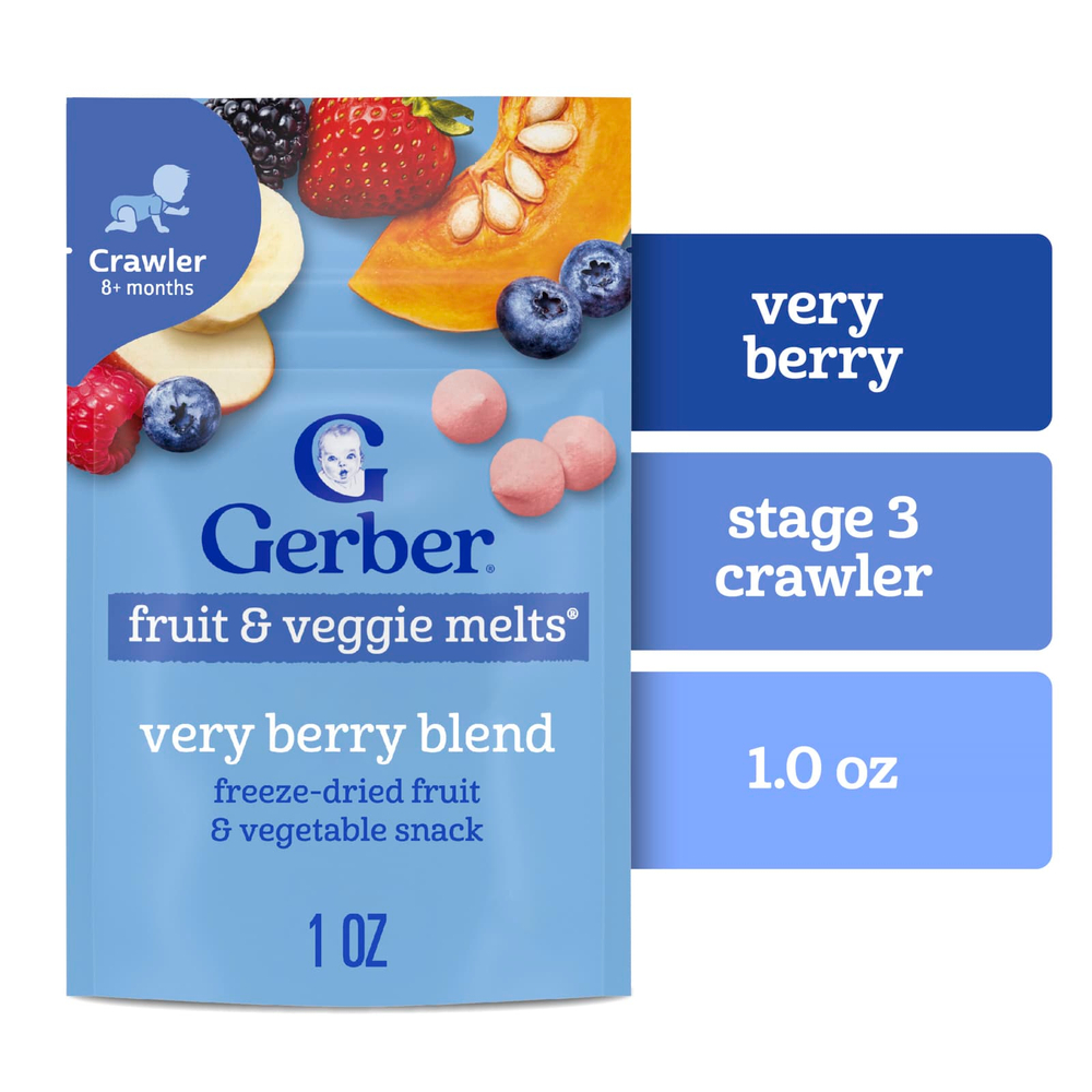 Gerber, Fruit & Veggie Melts®, снек для детей от 8 месяцев, ягодная смесь, 28 г (1 унция)