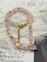 Колье-чокер розовое с подвеской в форме сердца