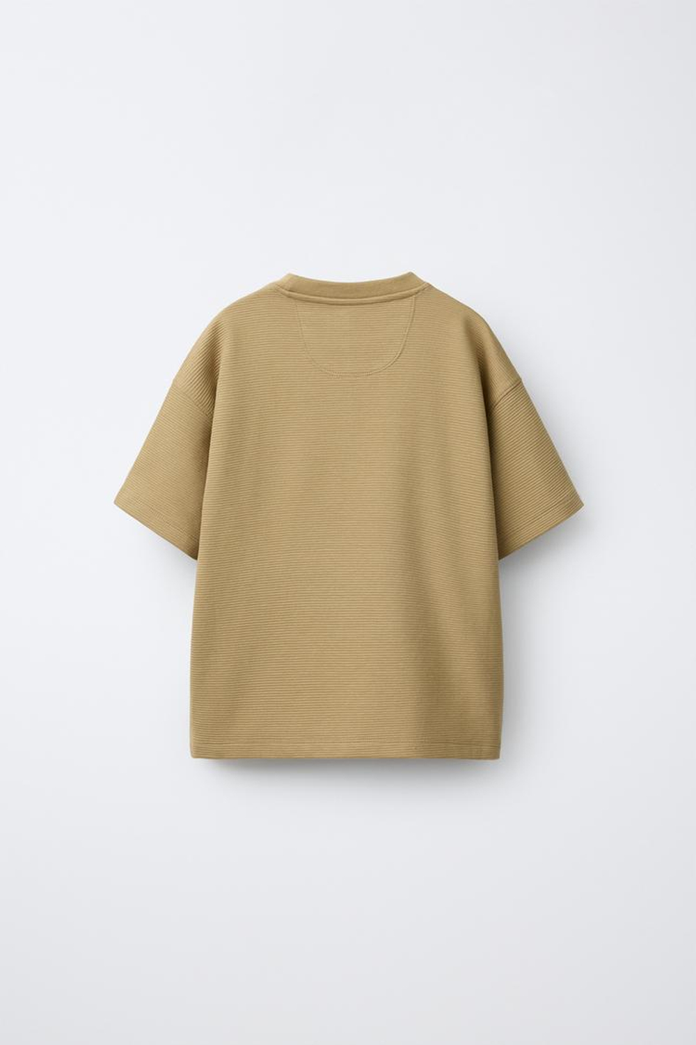 ZARA ФУТБОЛКА ИЗ ТКАНИ ОТТОМАН С НАШИВКОЙ, ТАБАЧНЫЙ