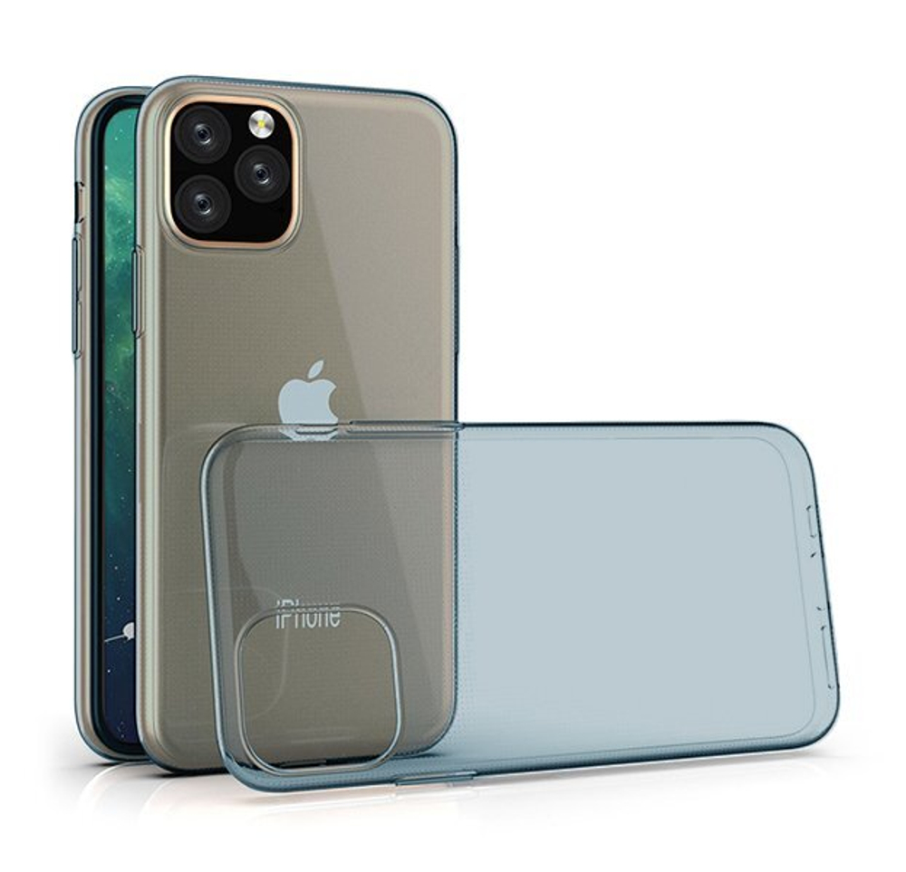 Накладка iPhone 11Pro (5.8") силикон transp кнопки Blue Coblue
