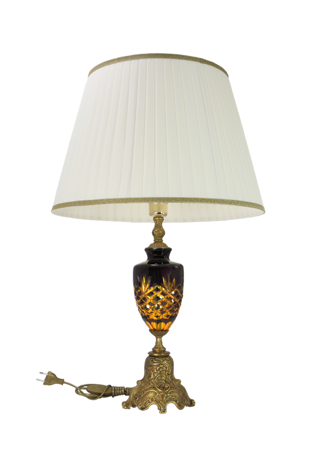 Olympus Brass Лампа настольная из венецианского стекла на бронзовом основании с абажуром