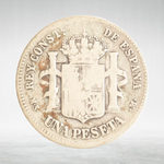 Spain, 1 Peseta 1883 – Alfonso XII (Second Portrait), VG
