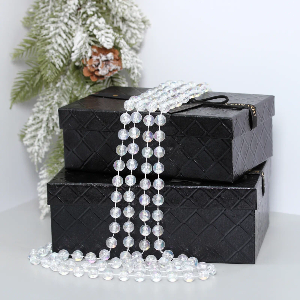 Бусы на ёлку 2,0 м «Шарик крупный» d-12 мм, Перламутр