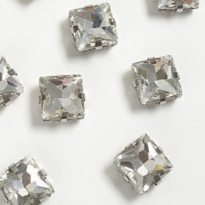 Стразы пришивные стекло в оправе, ш. 10 мм, серебро