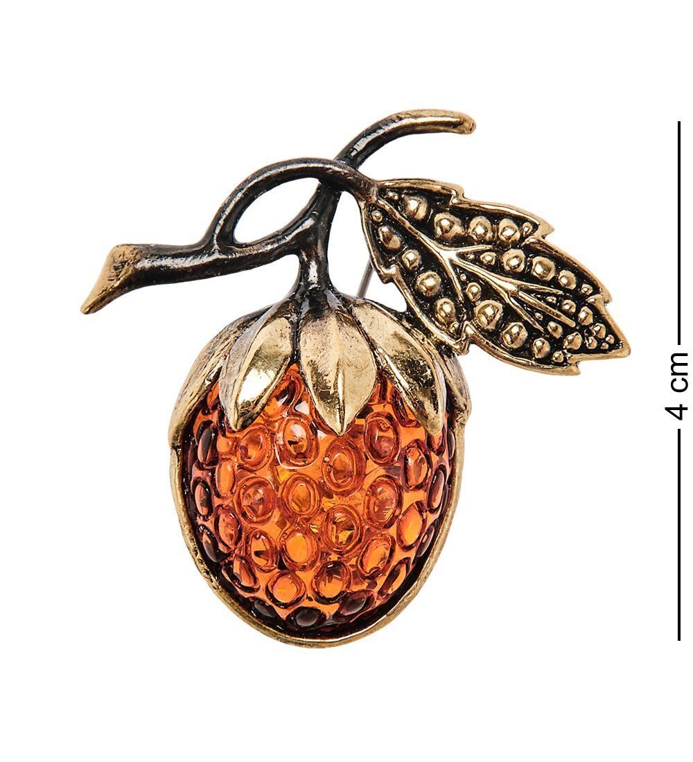 AM-2360 Брошь «Малина» (латунь, янтарь)