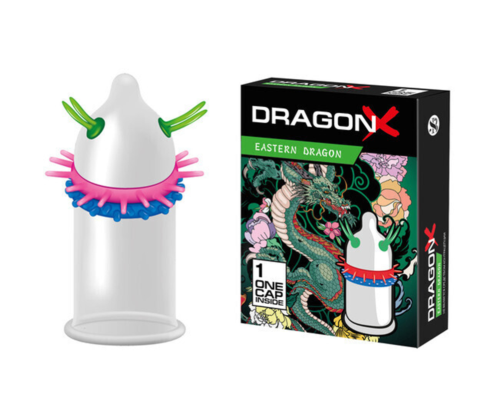 Стимулирующая насадка Dragon EASTERN в силиконовом лубриканте с эластичными усиками (1 шт) (Цвет: прозрачный)