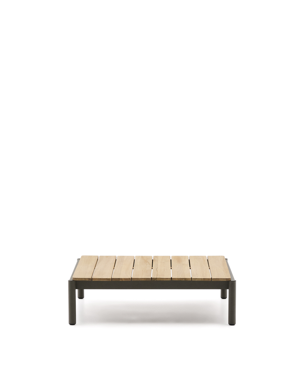 Журнальный столик Sorells из зеленого алюминия и тикового дерева 89 x 91 см