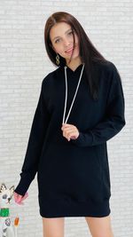 Толстовка-туника МС-1017 (чёрный)