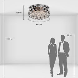 Люстра потолочная De City "Бриз" E27, 7 ламп, до 21 м², черный/золотой