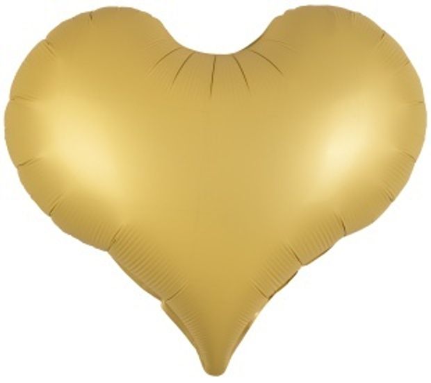К Шар 24''/61 см Сердце, Люкс, Светлое золото, Сатин (БГ-40)