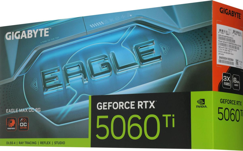 Видеокарта Gigabyte NVIDIA  GeForce RTX 5060TI GV-N506TEAGLEMAX OC-8GD 1.0 8ГБ Eagle Max, GDDR7, OC,  Ret