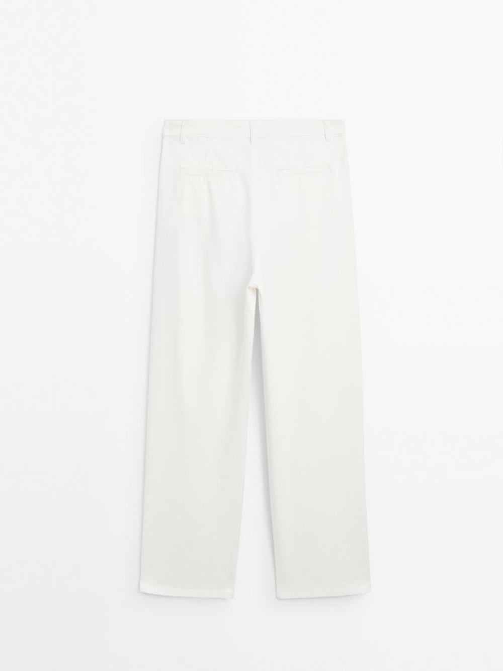 Massimo Dutti Брюки свободного кроя из смесового хлопка, кремовый