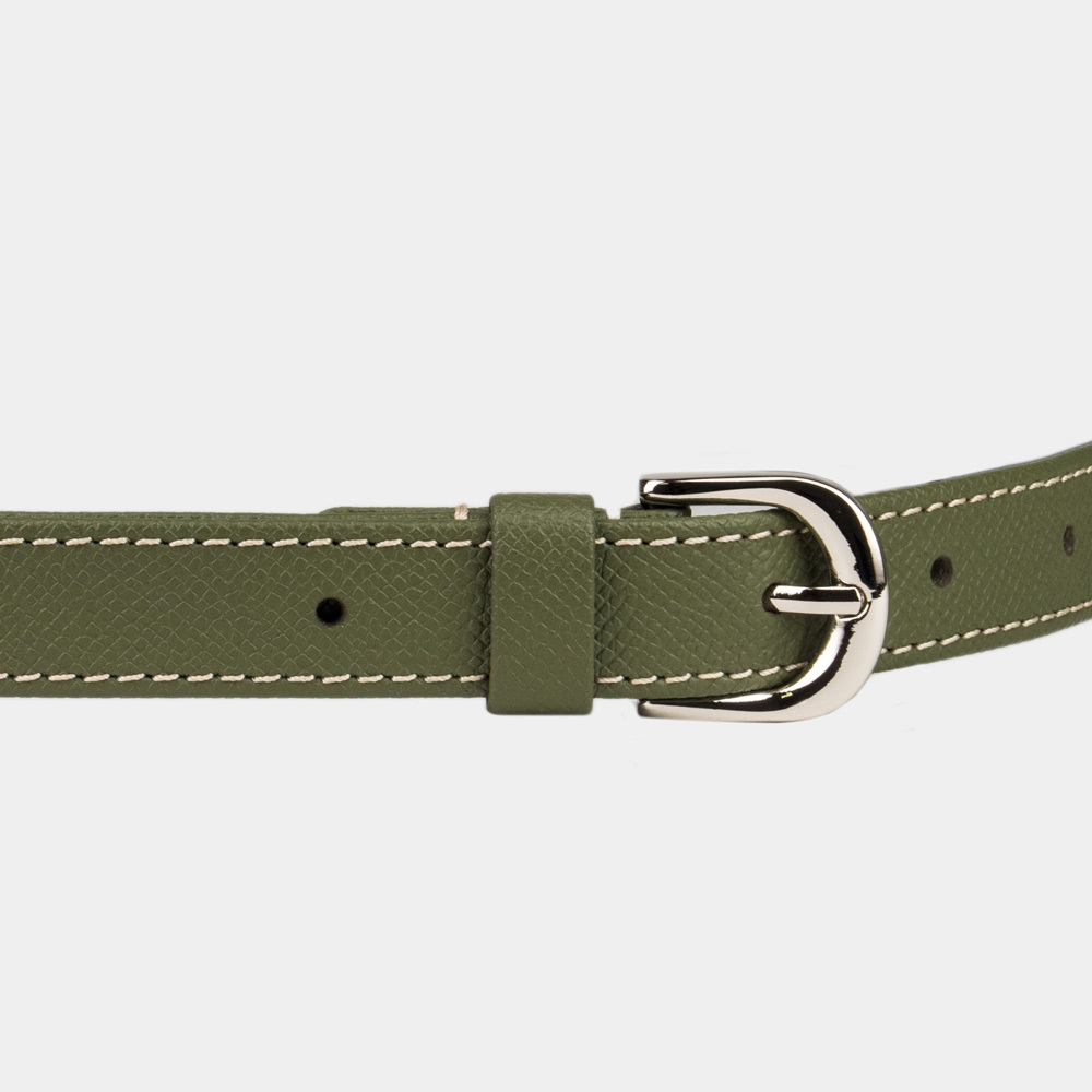 Ремень женский 20 мм из кожи сафьяно, цвета хаки