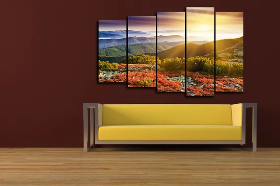 Модульная картина "Закат в горах"