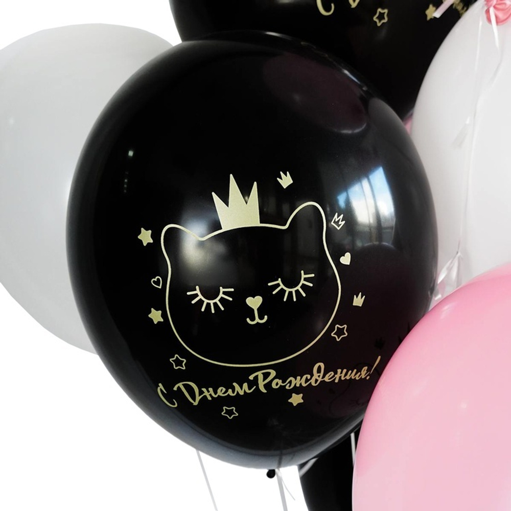 Латексный шар «С Днем Рождения. Котенок принцесса», 36 см