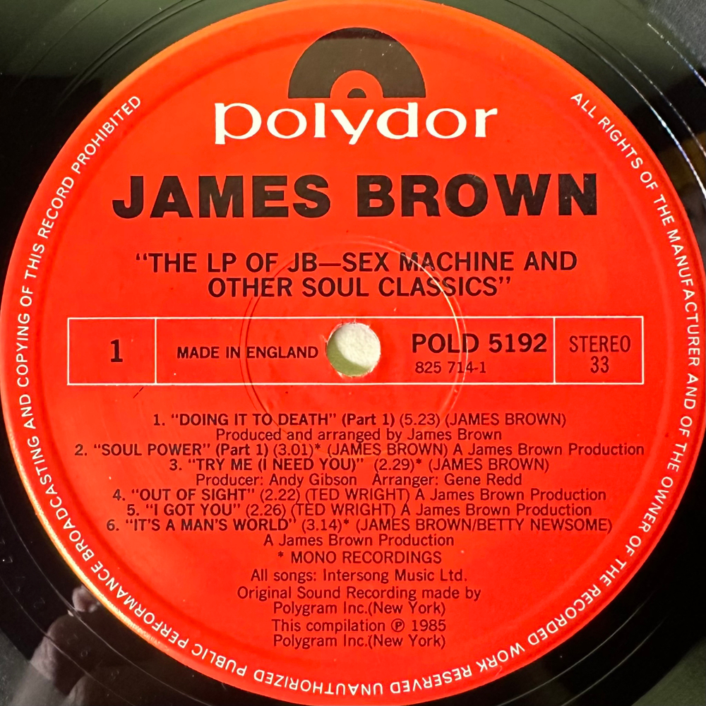 James Brown ‎– The LP Of JB - Sex Machine And Other Soul Classics (Англия 1985г.)