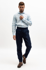 Linen trousers in dark blue