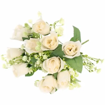 Искусственные цветы «Букет роз» 32см 10 цветков белые