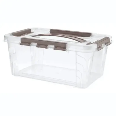 ЯЩИК ДЛЯ ХРАНЕНИЯ УНИВЕРСАЛЬНЫЙ С ЗАМКАМИ И РУЧКОЙ GRAND BOX, 290х124ММ, 4,2Л (Коричне