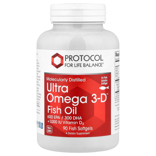 Protocol for Life Balance, Ultra Omega 3-D™, 90 рыбных капсул