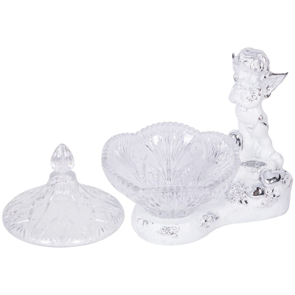 Сахарница стеклянная с крышкой Ангел Роуз Белый