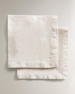 ZARA HOME ЛЬНЯНЫЕ САЛФЕТКИ (НАБОР ИЗ 2 ШТ.), СВЕТЛО-БЕЖЕВЫЙ