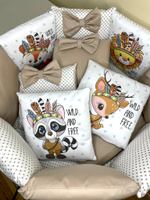 Комплект в кроватку 18 предметов "Дикий запад", бежевый, сатин