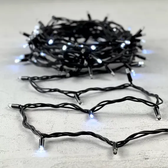 Светодиодная гирлянда Sealed с супер-мерцанием 10 м., 220V ., 75 холодных белых LED ламп, черный каучук, LTC (LL75ABL-1-2W)
