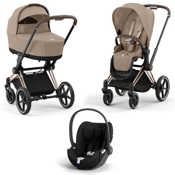 Детская коляска Cybex Priam IV 3 в 1 Cozy Beige шасси Rosegold