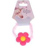 Резинки для волос детская 1шт «РОЗОВЫЕ ОБЛАКА», яркая ромашка, цвет как на фото, d-6,5см (подвес Единорожек)