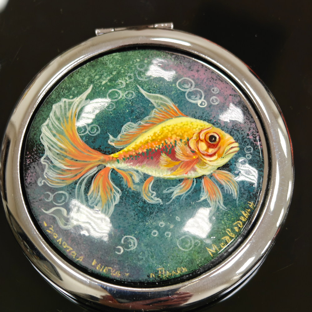 Двустороннее зеркало "Золотая рыбка" с ручной росписью