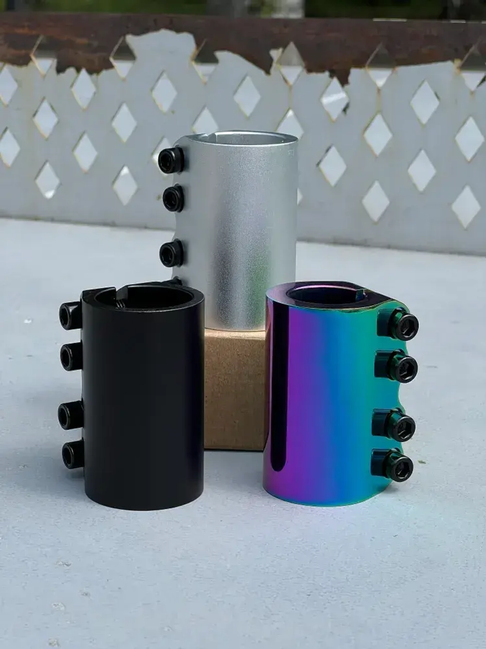 Хомут Fahrenheit 4 болта, SCS 31.8/34.9, серебристый