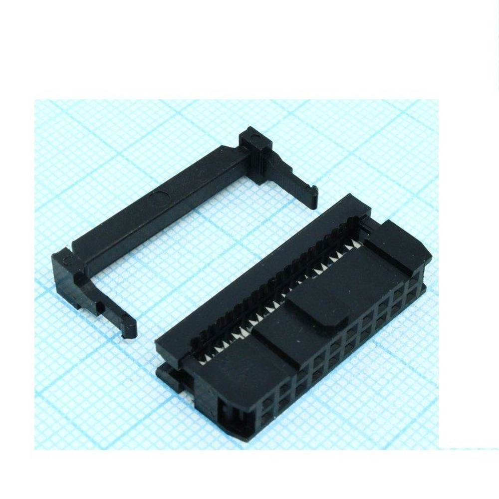 3 шт. / IDC-20F (DS1016-20), Розетка 2.54мм на шлейф 20 pin с фиксатором кабеля / Разъём FC-20P двухрядный гнездовой 2*7pin гнездо на шлейф шаг 2,54мм #43