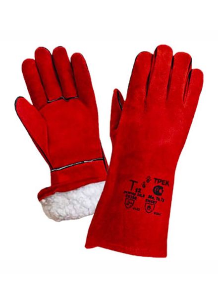 Краги ТРЕК спилковые пятипалые искусственный мех