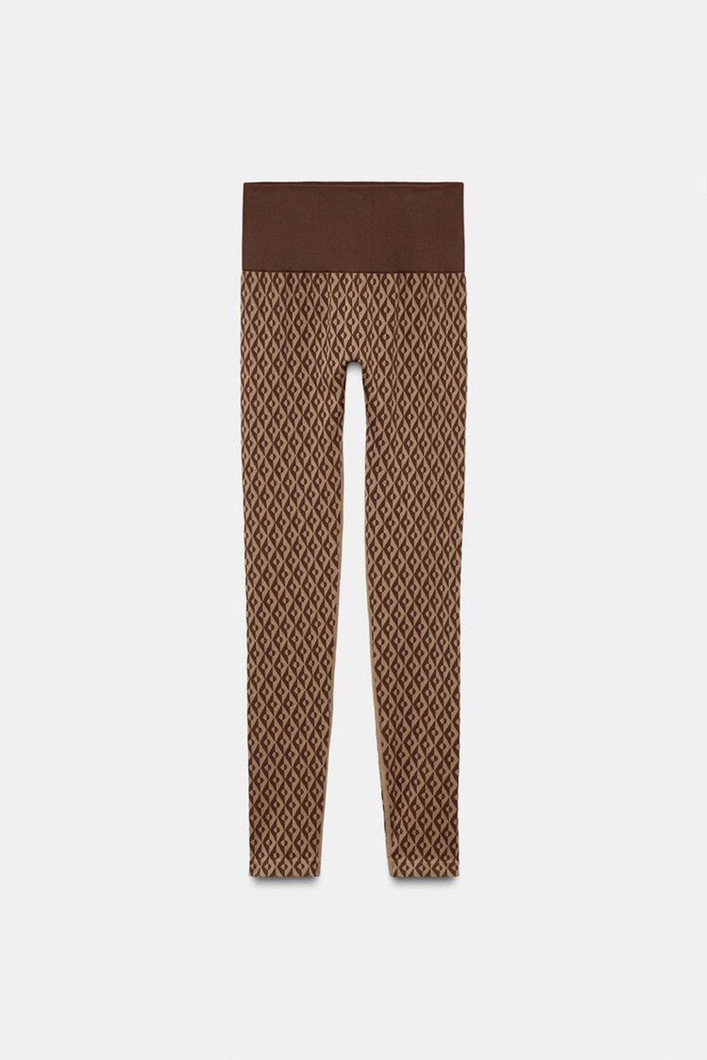 ZARA ТЕРМОЛЕГГИНСЫ С КОНТРАСТНЫМ УЗОРОМ SKI COLLECTION, ТАБАЧНЫЙ